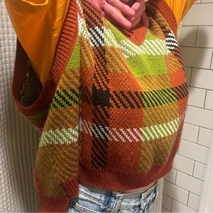 Plaid oversized sweater vest, Medium